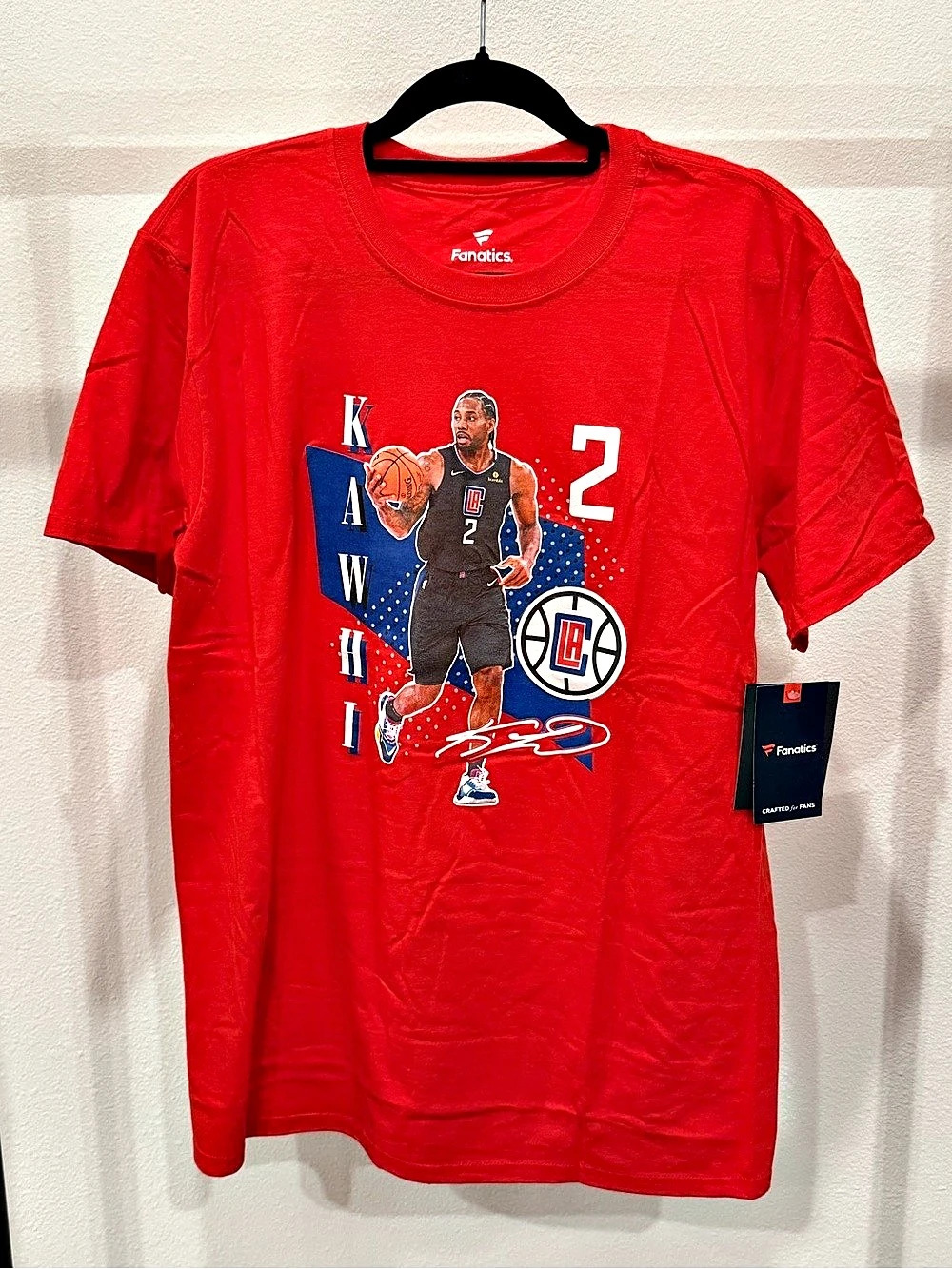 Fanatics Kawhi Leonard LA Clippers #2 NBA Graphic Tee in Red Size Large NWT